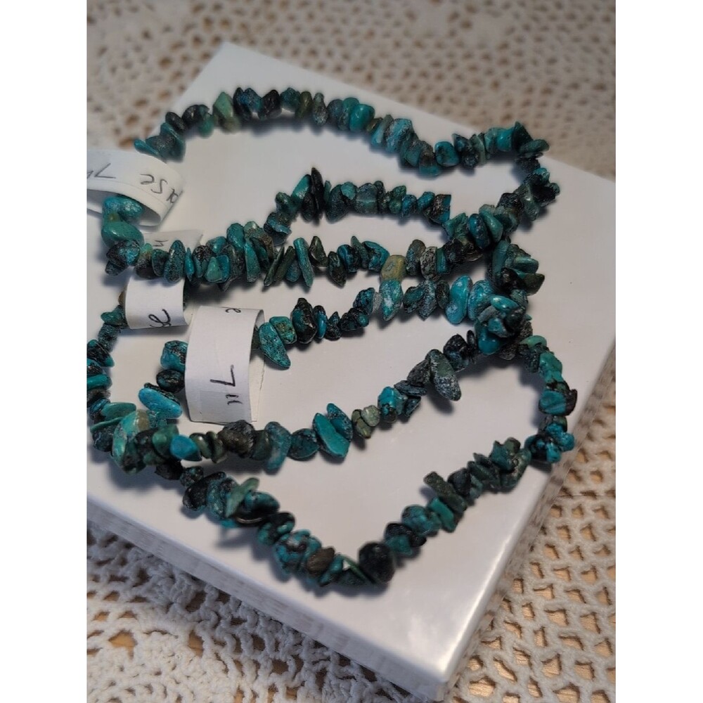 Handmade Turquoise Stretch Bracelet Stack - Picture 2 of 2